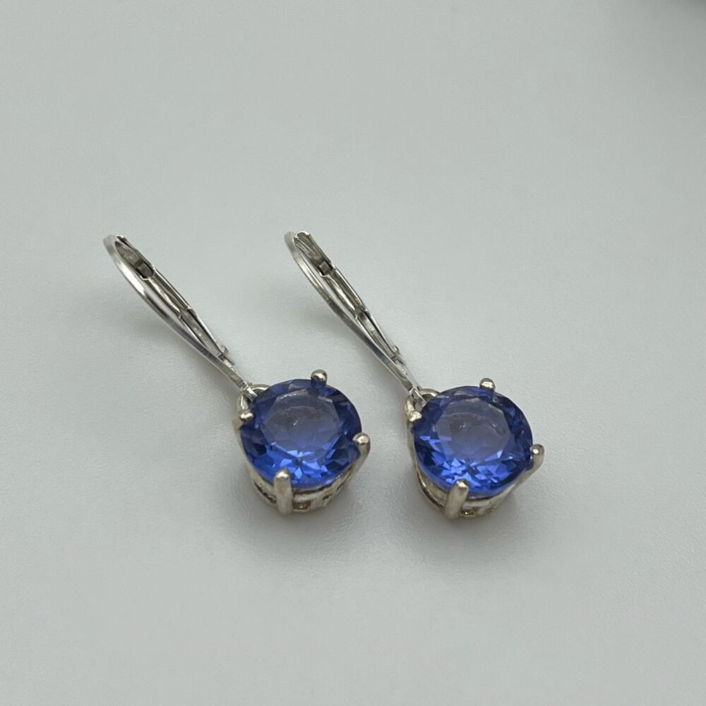 BEAUTIFUL 4.6ctw Blue Fluorite Earrings in Sterling Silver